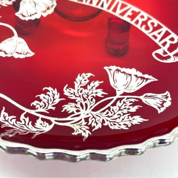 Vintage Viking Ruby Red Glass Footed Plate - Picture 6 of 8